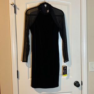 Women’s J.R. Nites Petite Long Sleeve Black Dress 6p NWT